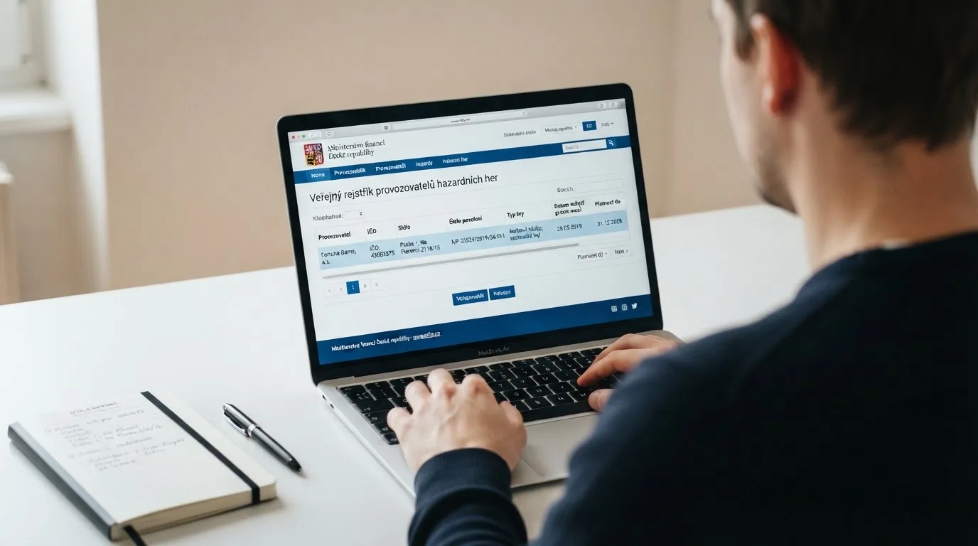 Výřez z veřejného seznamu provozovatelů hazardních her na webu Ministerstva financí ČR s vyznačenou kolonkou data nabytí právní moci povolení