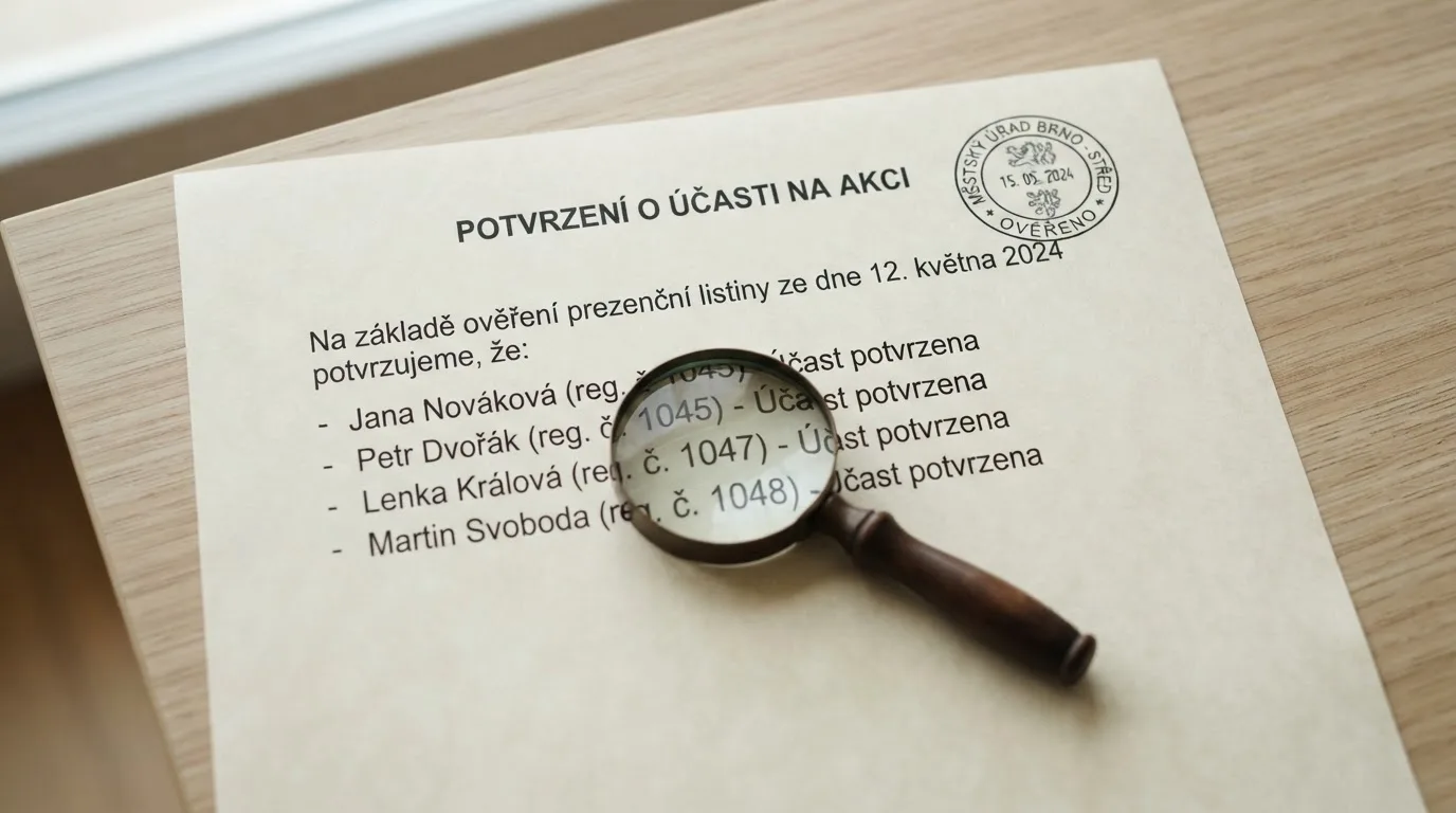 Dokument s razítkem a lupa nad seznamem licencovaných provozovatelů