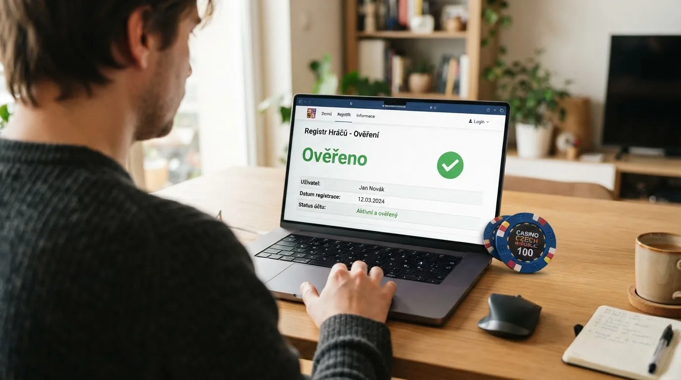 Ověřování licence Ministerstva financí ČR na úředním webu vedle loga online casina