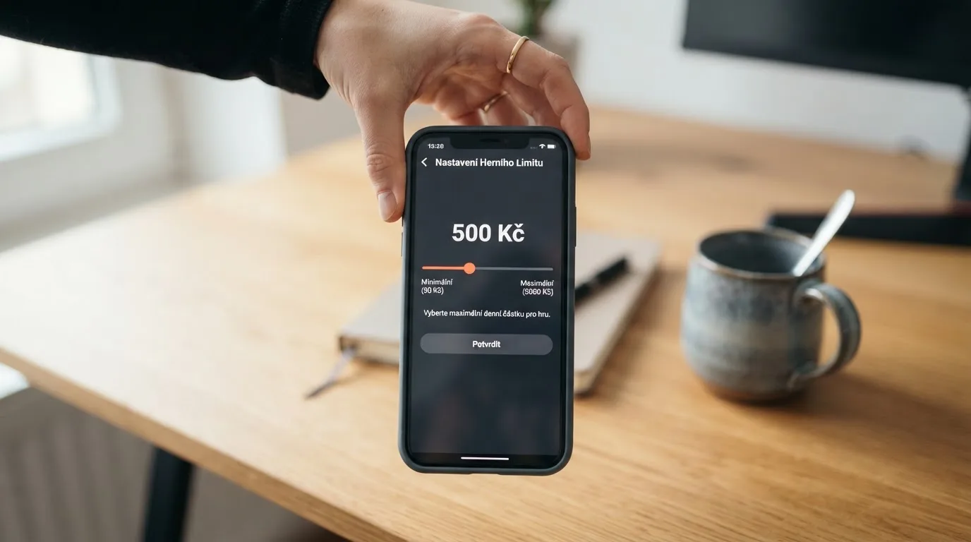 Pečeť Ministerstva financí ČR na pozadí symbolů ochrany hráče — RVO, panic button, limity