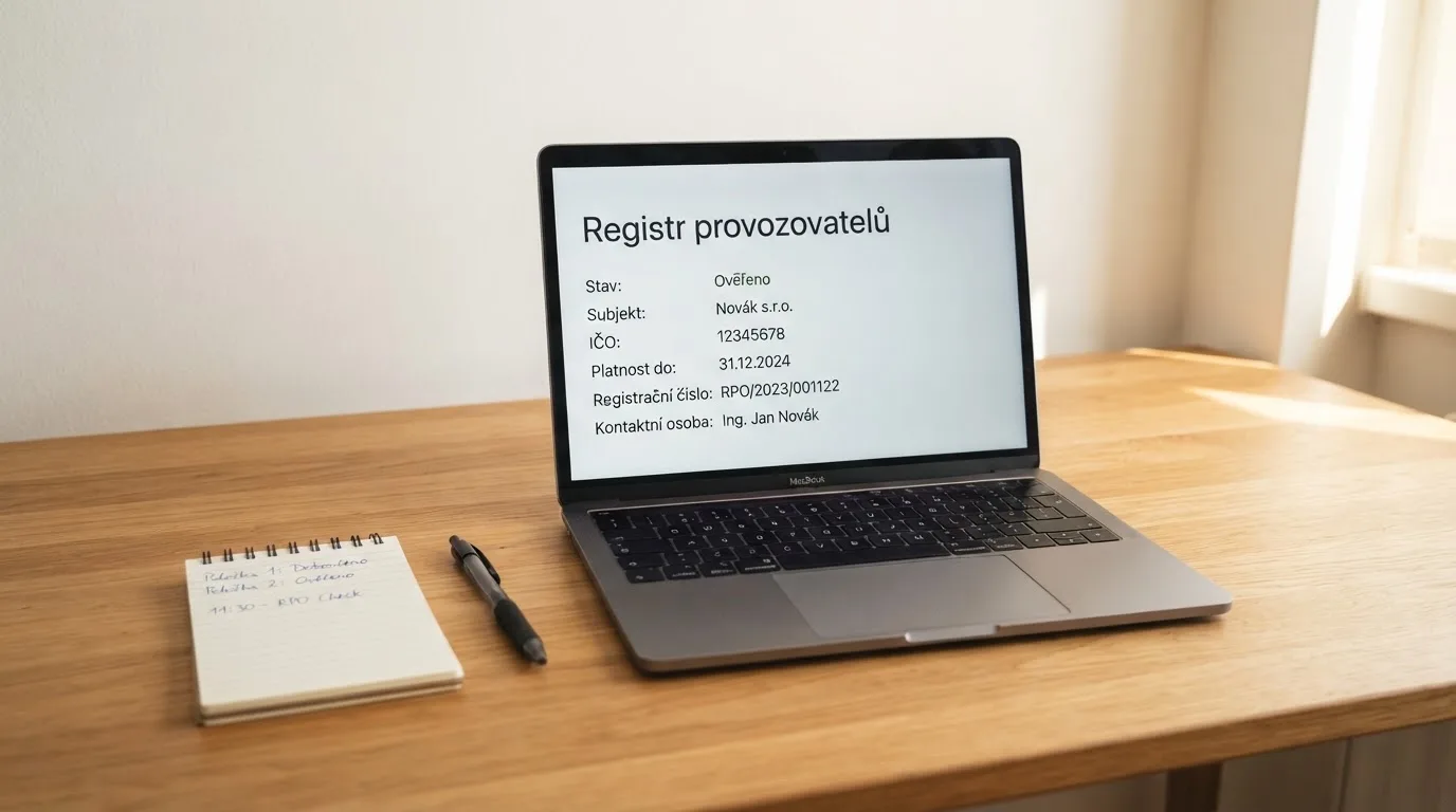 Úřední dokument s razítkem Ministerstva financí ČR vedle monitoru s otevřenou stránkou online casina