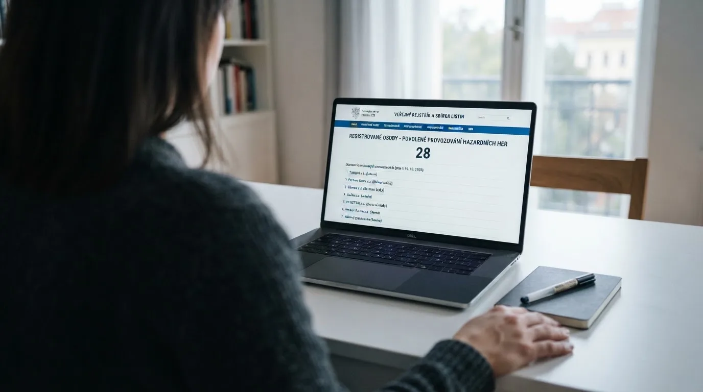 Úřední výtah z registru Ministerstva financí ČR s výčtem licencovaných provozovatelů online hazardních her