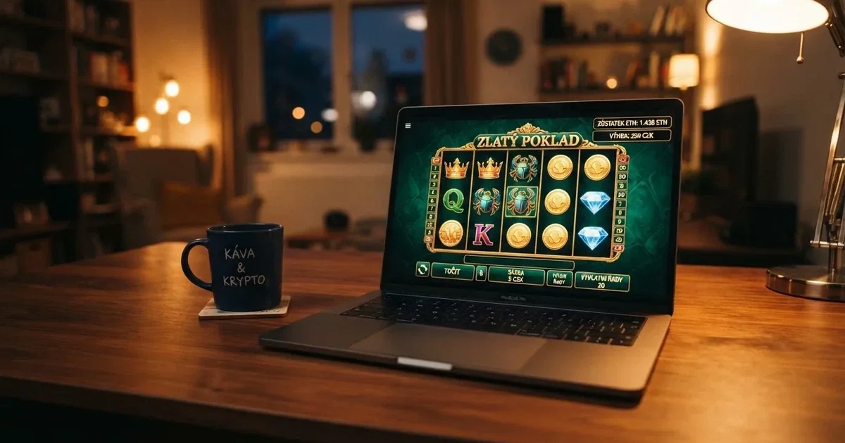 Rozhraní online casina s logem Etherea, nabídkou kryptoměnových vkladů a zůstatkem v ETH