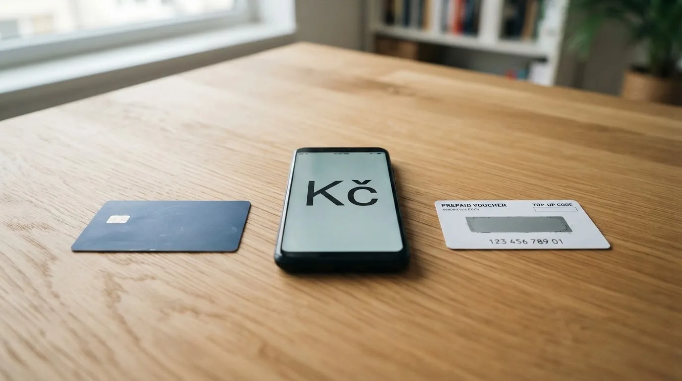 Platební karta, telefon s Apple Pay a Paysafecard voucher položené vedle obrazovky s logem casina