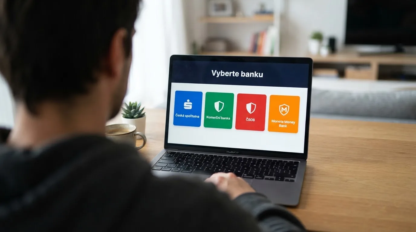 Obrazovka výběru banky při ověřování totožnosti přes Bank ID v prostředí online casina