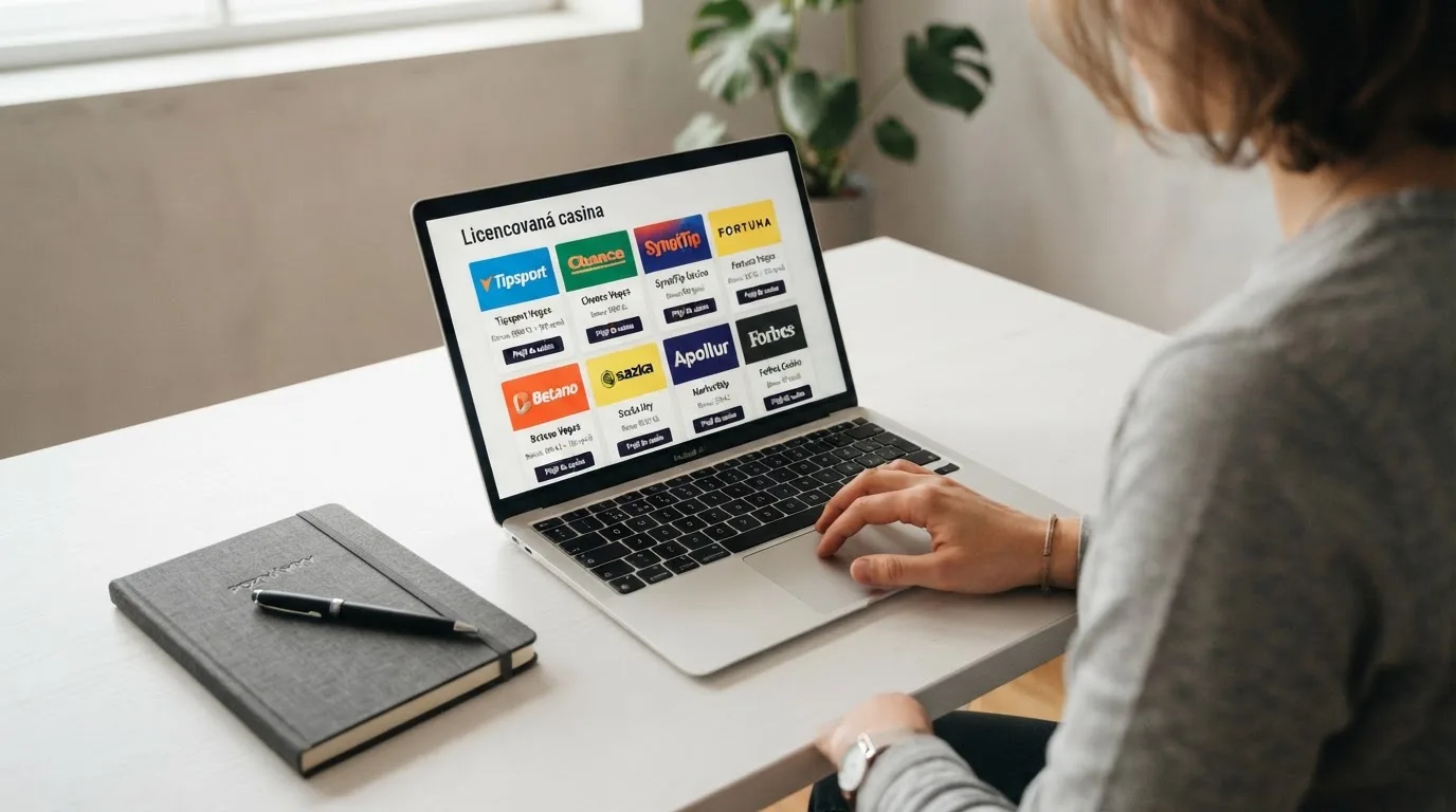 Přehledná tabulka porovnávající česká licencovaná online casina podle klíčových parametrů