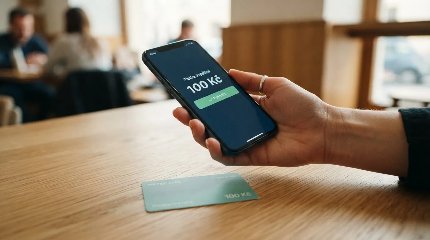Platba Paysafecard na mobilním telefonu s částkou 100 Kč