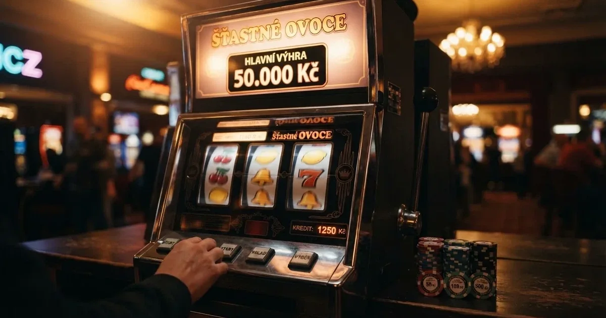 Koláž zobrazující volné otočky na automatu s českými korunami a logy licencovaných casin